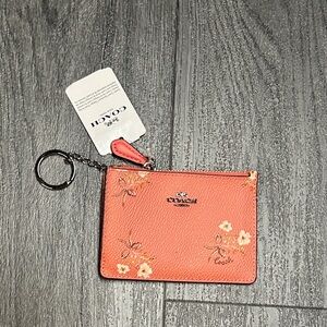 Coach Coral Floral Keychain Pouch